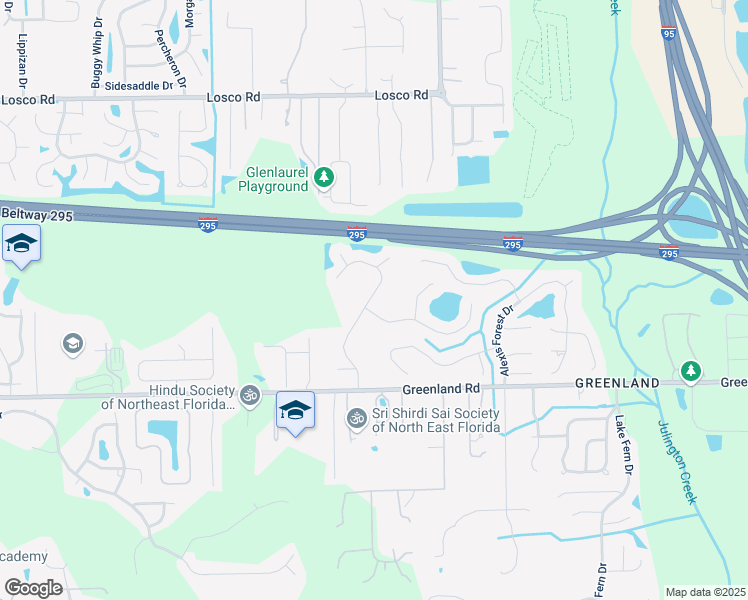 map of restaurants, bars, coffee shops, grocery stores, and more near 11577 Derby Forest Drive in Jacksonville