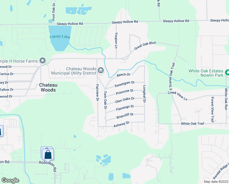 map of restaurants, bars, coffee shops, grocery stores, and more near 1324 Primrose Street in Conroe