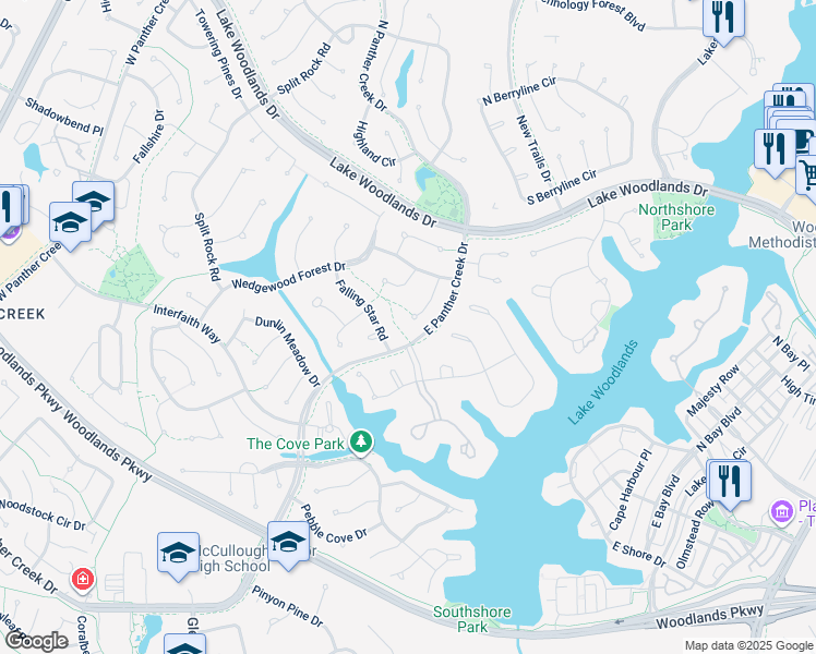 map of restaurants, bars, coffee shops, grocery stores, and more near 23 Thornhedge Court in Spring
