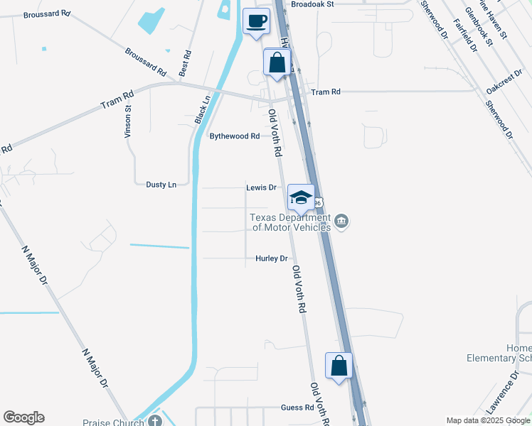 map of restaurants, bars, coffee shops, grocery stores, and more near 7135 Click Drive in Beaumont