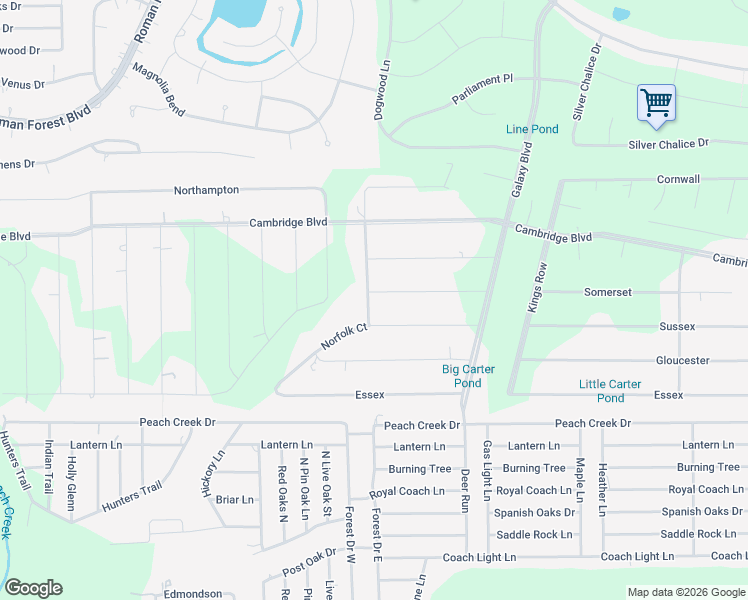map of restaurants, bars, coffee shops, grocery stores, and more near 25650 Somerset in New Caney
