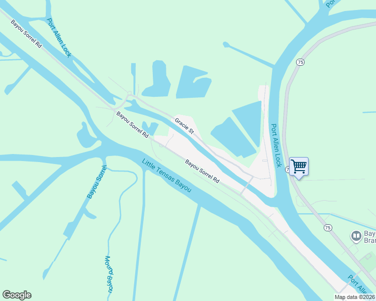 map of restaurants, bars, coffee shops, grocery stores, and more near 32861A Bayou Sorrel Road in Plaquemine