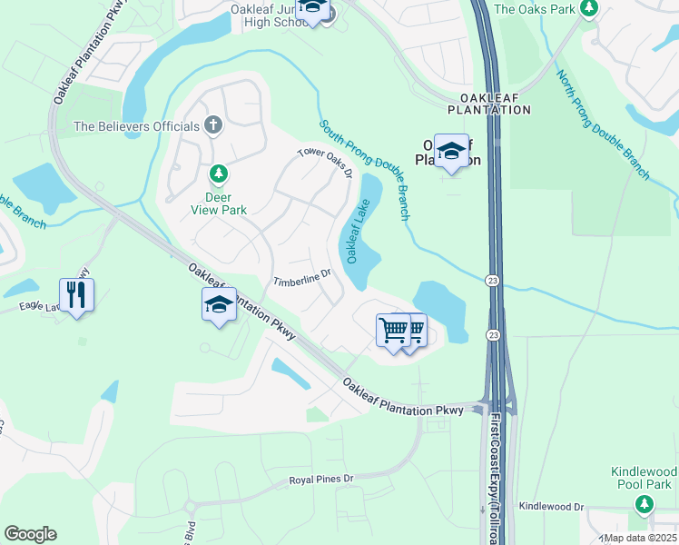 map of restaurants, bars, coffee shops, grocery stores, and more near 931 Otter Creek Drive in Orange Park