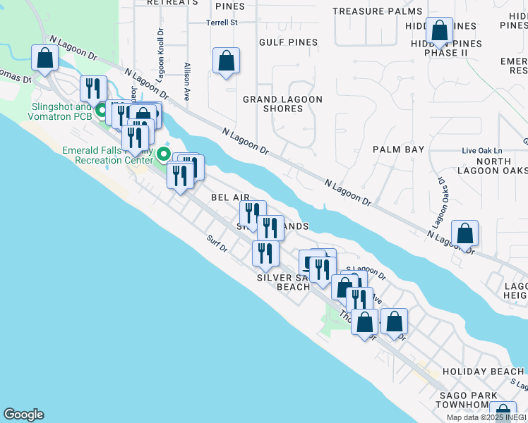 map of restaurants, bars, coffee shops, grocery stores, and more near 8211 Sunset Avenue in Panama City