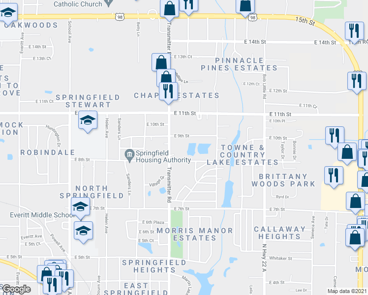map of restaurants, bars, coffee shops, grocery stores, and more near 3926 1/2 East 9th Street in Panama City