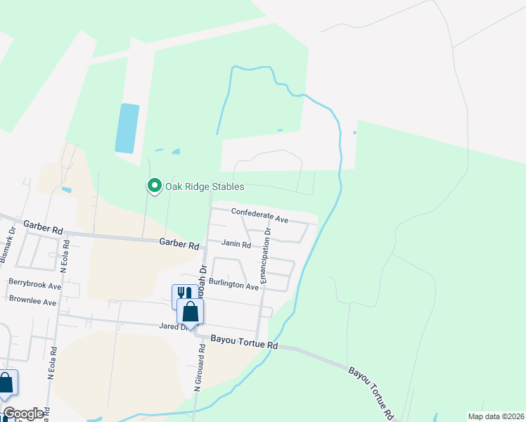 map of restaurants, bars, coffee shops, grocery stores, and more near 302 Confederate Avenue in Broussard