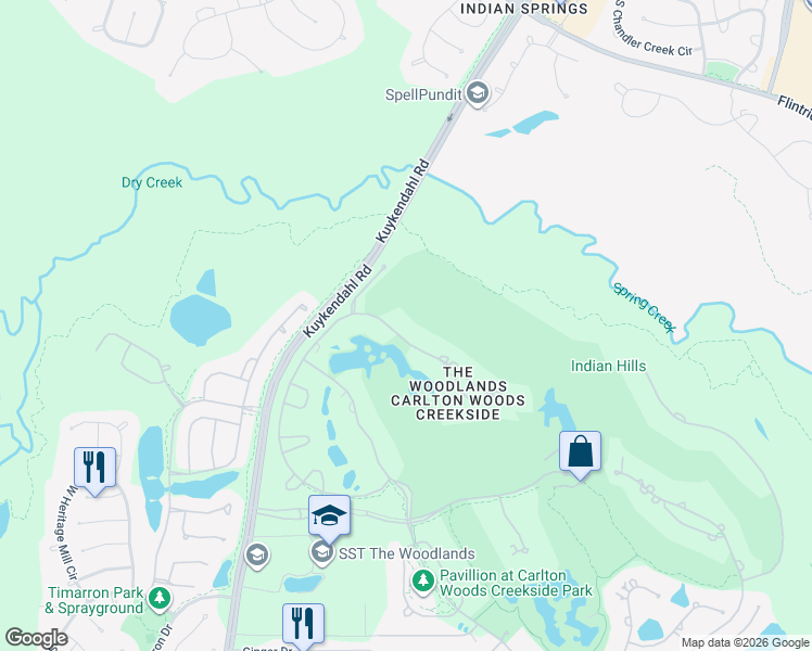 map of restaurants, bars, coffee shops, grocery stores, and more near 79 Mediterra Way in Spring