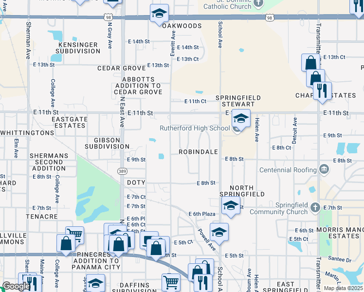 map of restaurants, bars, coffee shops, grocery stores, and more near 902 Forestdale Avenue in Panama City