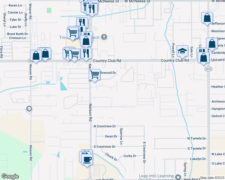 map of restaurants, bars, coffee shops, grocery stores, and more near 1739 Fox Run Drive in Lake Charles