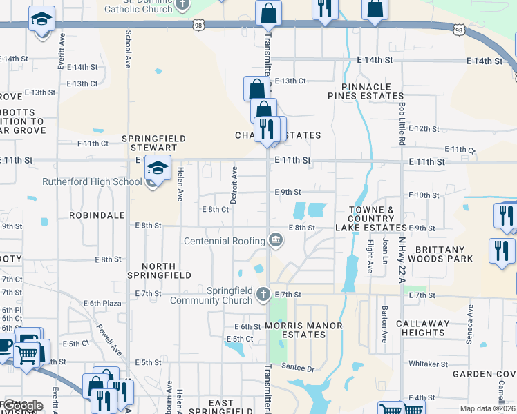 map of restaurants, bars, coffee shops, grocery stores, and more near 831 Transmitter Road in Panama City