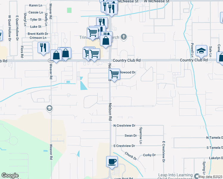 map of restaurants, bars, coffee shops, grocery stores, and more near 1863 Fox Run Drive in Lake Charles