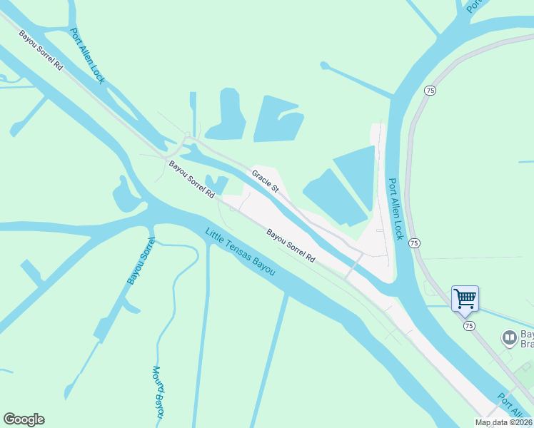 map of restaurants, bars, coffee shops, grocery stores, and more near 32861A Bayou Sorrel Road in Plaquemine