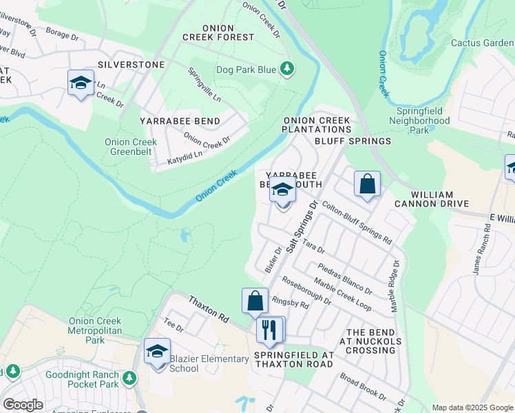 map of restaurants, bars, coffee shops, grocery stores, and more near 6103 Ada Court in Austin