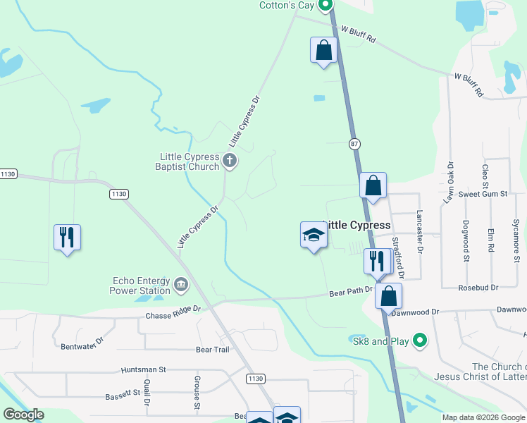 map of restaurants, bars, coffee shops, grocery stores, and more near 3002 Parish Cemetery Rd in Orange