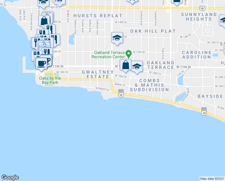 map of restaurants, bars, coffee shops, grocery stores, and more near 898 Frankford Avenue in Panama City