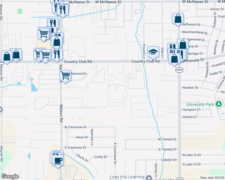 map of restaurants, bars, coffee shops, grocery stores, and more near 5001 Pecan Acres Street in Lake Charles