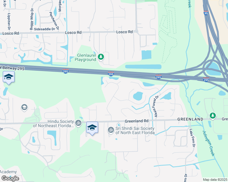 map of restaurants, bars, coffee shops, grocery stores, and more near 11577 Derby Forest Drive in Jacksonville