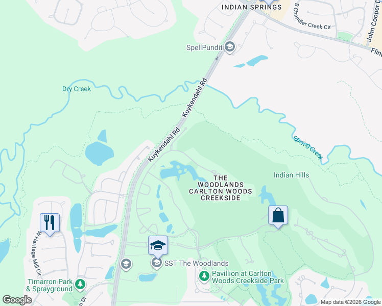 map of restaurants, bars, coffee shops, grocery stores, and more near 79 Mediterra Way in Spring