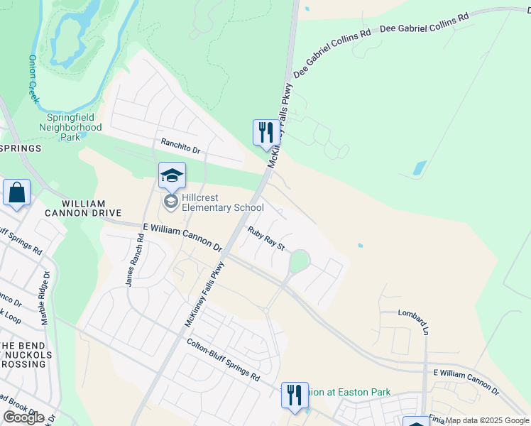 map of restaurants, bars, coffee shops, grocery stores, and more near 7013 Sienna Rouge Path in Austin