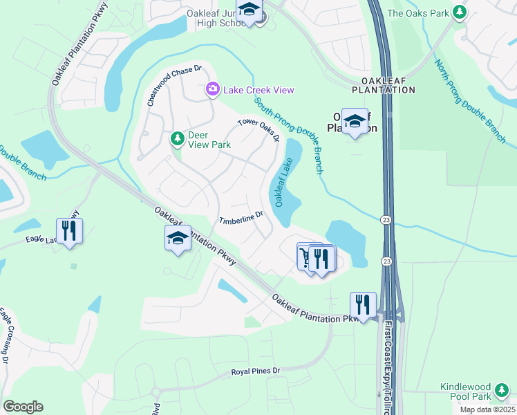 map of restaurants, bars, coffee shops, grocery stores, and more near 918 Otter Creek Drive in Orange Park