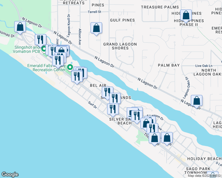 map of restaurants, bars, coffee shops, grocery stores, and more near 8211 Sunset Avenue in Panama City