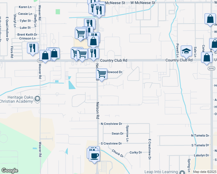 map of restaurants, bars, coffee shops, grocery stores, and more near 1835 Fox Run Drive in Lake Charles