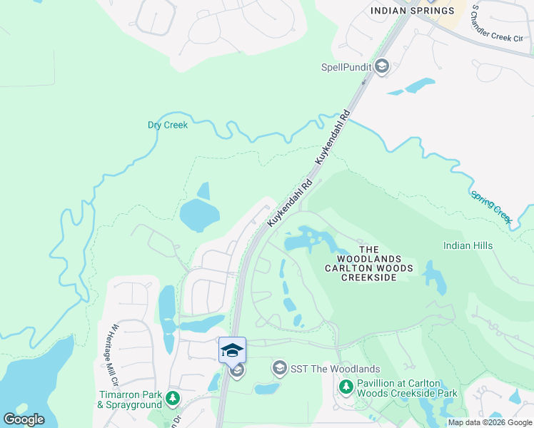 map of restaurants, bars, coffee shops, grocery stores, and more near 54 Mediterra Way in Spring