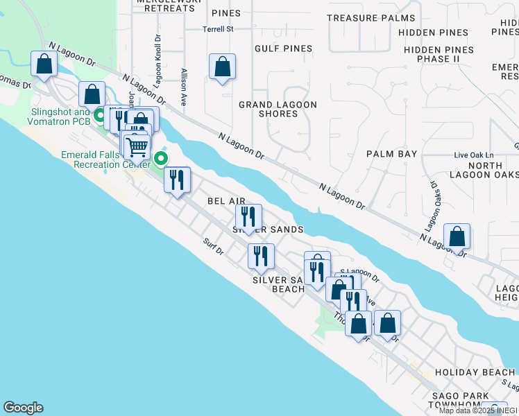 map of restaurants, bars, coffee shops, grocery stores, and more near 8211 Sunset Avenue in Panama City