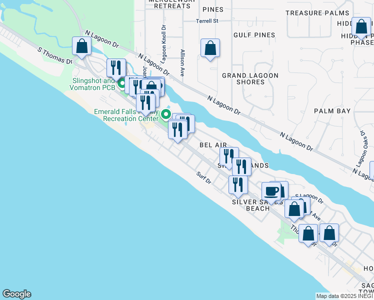 map of restaurants, bars, coffee shops, grocery stores, and more near 4115 Tarpon Street in Panama City Beach