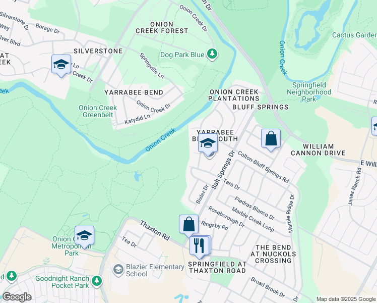 map of restaurants, bars, coffee shops, grocery stores, and more near 6103 Ada Court in Austin