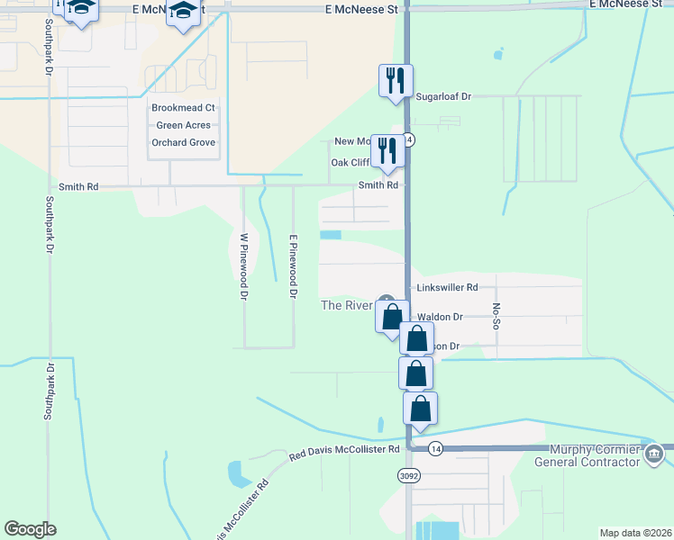 map of restaurants, bars, coffee shops, grocery stores, and more near 5622 Gerstner Memorial Boulevard in Lake Charles