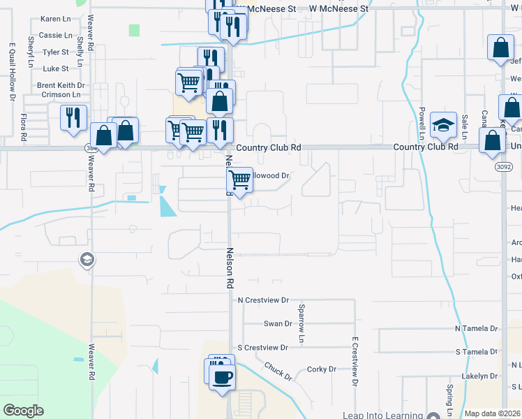 map of restaurants, bars, coffee shops, grocery stores, and more near 1835 Fox Run Drive in Lake Charles