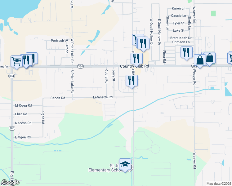 map of restaurants, bars, coffee shops, grocery stores, and more near 2920 Lafanette Road in Lake Charles