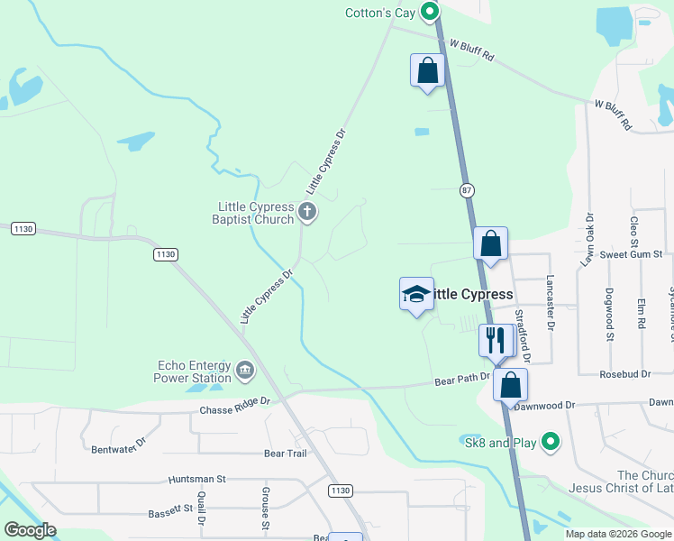 map of restaurants, bars, coffee shops, grocery stores, and more near 3002 Parish Cemetery Road in Orange