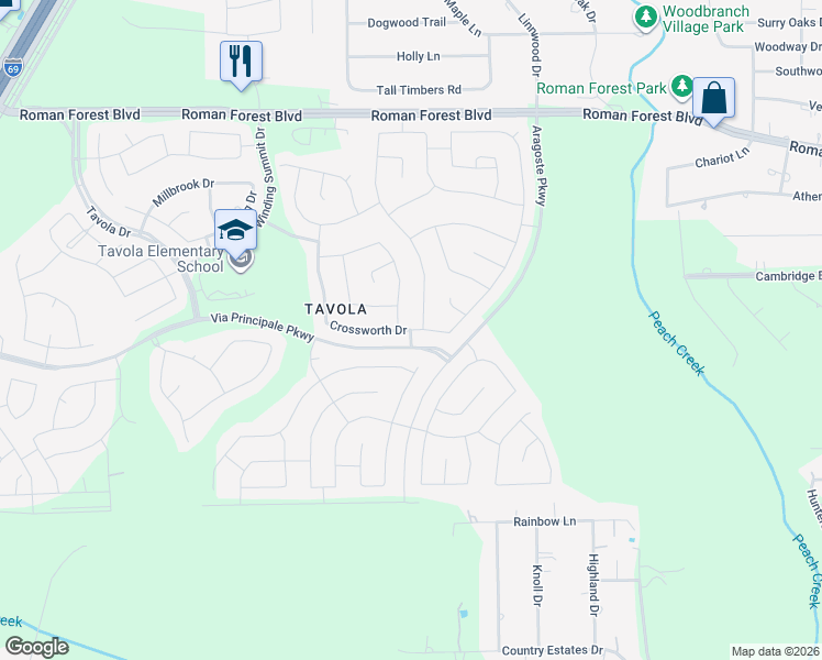 map of restaurants, bars, coffee shops, grocery stores, and more near Arrieta Drive in Montgomery County