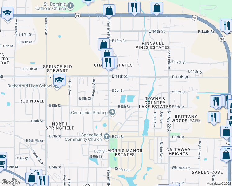 map of restaurants, bars, coffee shops, grocery stores, and more near 3926 1/2 East 9th Street in Panama City