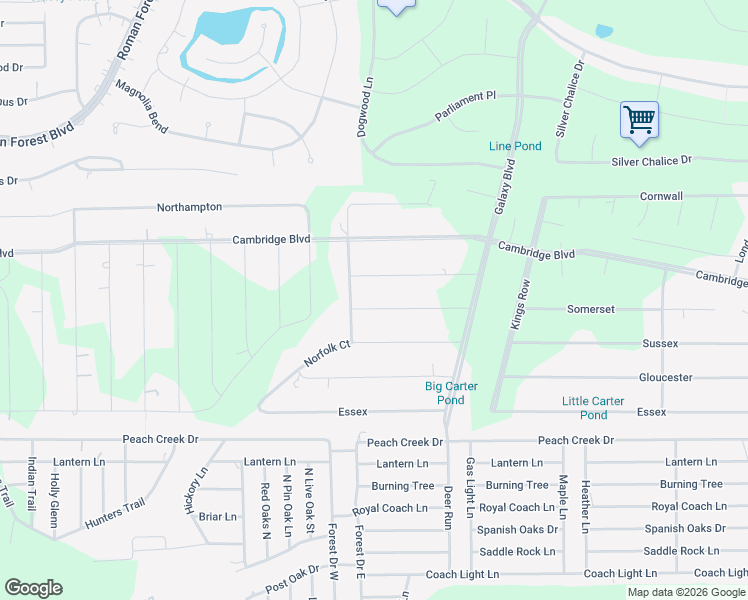 map of restaurants, bars, coffee shops, grocery stores, and more near 25650 Somerset in New Caney