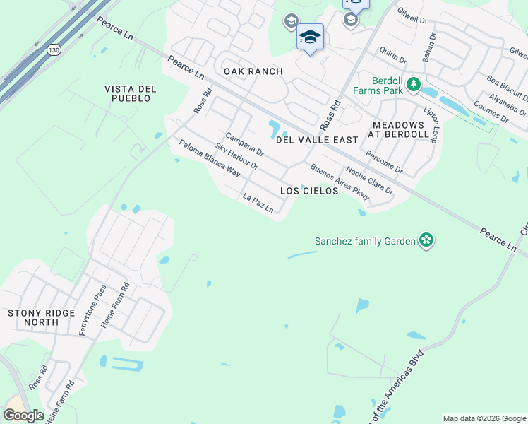 map of restaurants, bars, coffee shops, grocery stores, and more near 6329 Vida Nueva Avenue in Del Valle