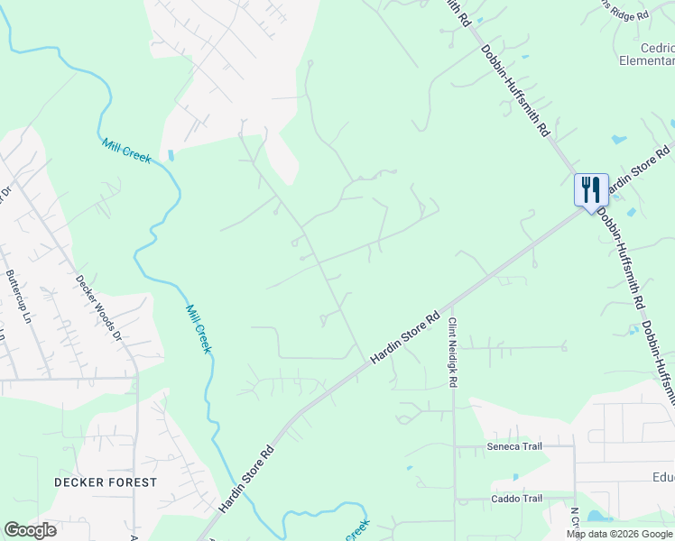 map of restaurants, bars, coffee shops, grocery stores, and more near 6 Riata Drive in Magnolia