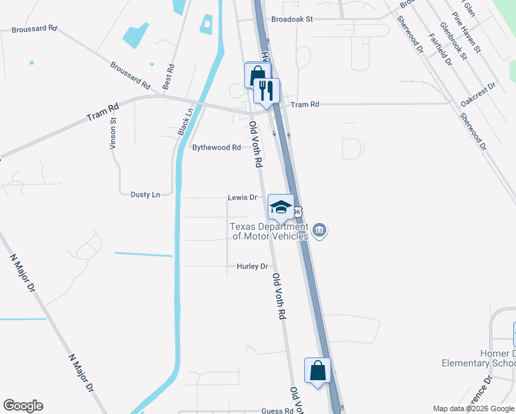 map of restaurants, bars, coffee shops, grocery stores, and more near 7135 Click Drive in Beaumont