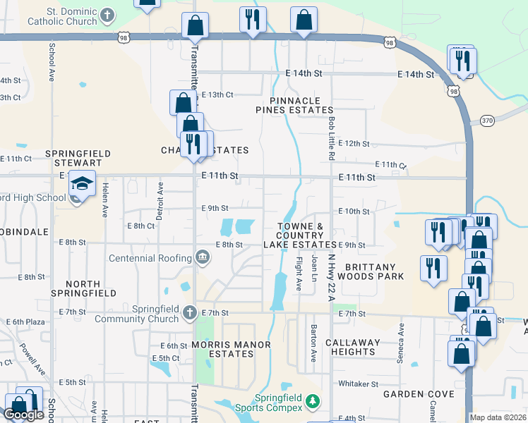 map of restaurants, bars, coffee shops, grocery stores, and more near 3998 East 9th Street in Panama City
