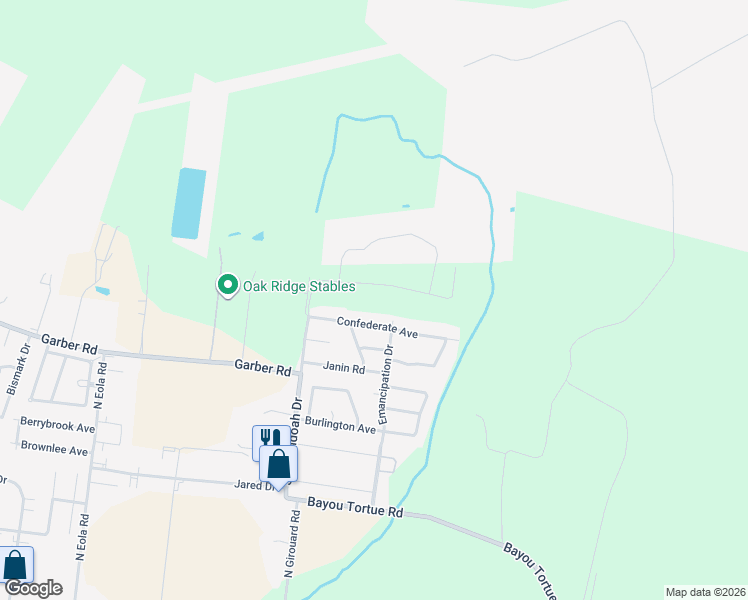 map of restaurants, bars, coffee shops, grocery stores, and more near 302 Confederate Avenue in Broussard