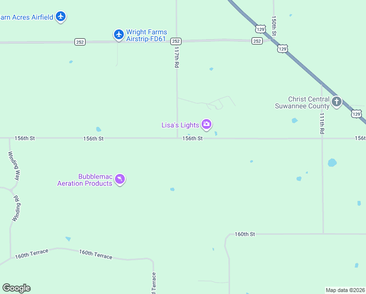 map of restaurants, bars, coffee shops, grocery stores, and more near 11568 156th Street in McAlpin