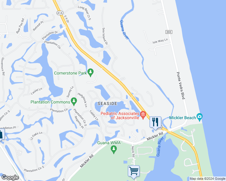 map of restaurants, bars, coffee shops, grocery stores, and more near 249 Patrick Mill Circle in Ponte Vedra Beach