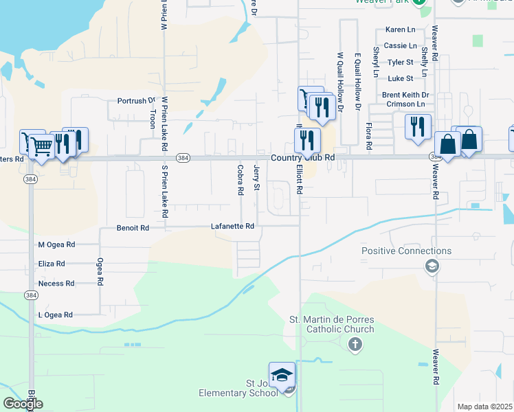 map of restaurants, bars, coffee shops, grocery stores, and more near 5020 Jerry Street in Lake Charles
