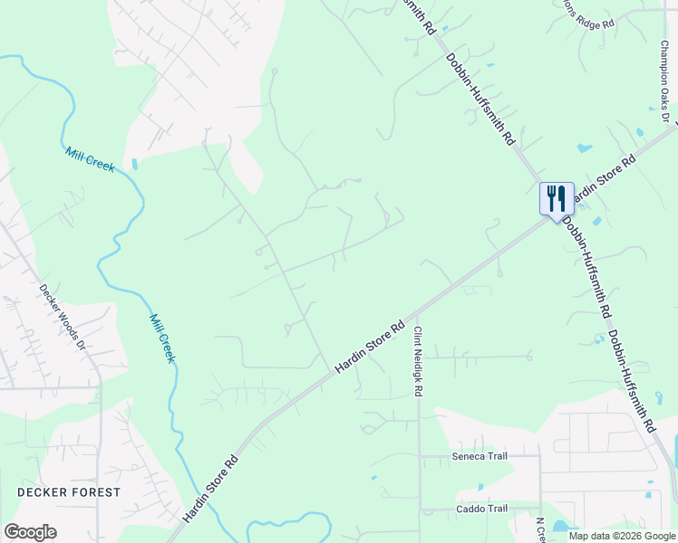map of restaurants, bars, coffee shops, grocery stores, and more near 14 Riata Drive in Magnolia