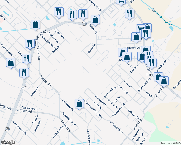 map of restaurants, bars, coffee shops, grocery stores, and more near 109 Tarpon Street in Lafayette