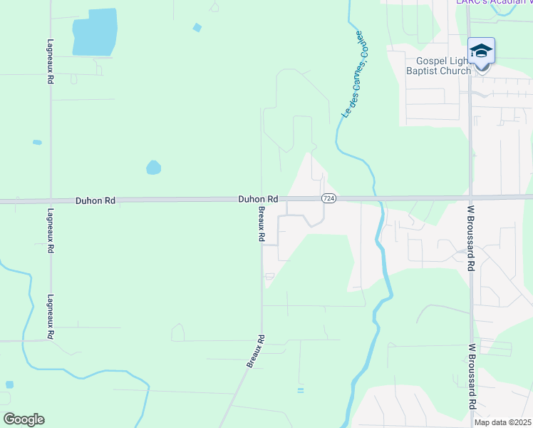 map of restaurants, bars, coffee shops, grocery stores, and more near 1430 Breaux Road in Lafayette