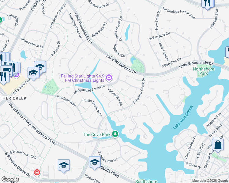 map of restaurants, bars, coffee shops, grocery stores, and more near 21 Greenridge Forest Court in Spring