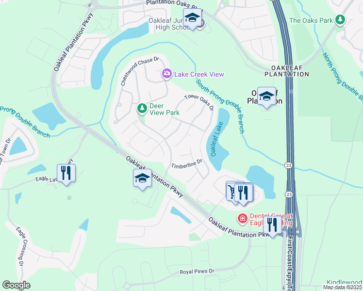 map of restaurants, bars, coffee shops, grocery stores, and more near 3337 Horseshoe Trail Drive in Orange Park